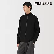 【MUJI 無印良品】男可水洗米蘭諾螺紋拉鍊開襟衫 S 黑色