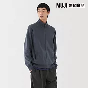 【MUJI 無印良品】男可水洗米蘭諾螺紋拉鍊開襟衫 S 煙燻藍