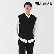 【MUJI 無印良品】男可水洗米蘭諾螺紋背心 S 黑色