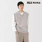 【MUJI 無印良品】男可水洗米蘭諾螺紋背心 S 粉米
