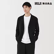 【MUJI 無印良品】男可水洗米蘭諾螺紋外套 S 黑色