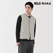 【MUJI 無印良品】男輕量羽絨可攜式無領背心 S 灰銀
