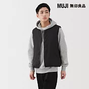 【MUJI 無印良品】男輕量羽絨可攜式無領背心 S 黑色