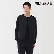 【MUJI 無印良品】男輕量羽絨可攜式無領背心 S 暗藍
