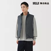 【MUJI 無印良品】男輕量羽絨可攜式立領背心 S 煙燻藍