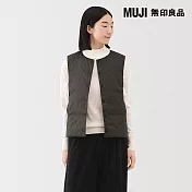 【MUJI 無印良品】女輕量羽絨可攜式無領背心 S 深棕