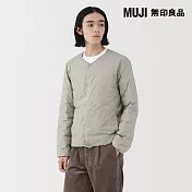 【MUJI 無印良品】男輕量羽絨可攜式無領外套 M 灰銀