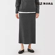 【MUJI 無印良品】女可水洗米蘭諾羅紋裙 S 深灰