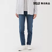 【MUJI 無印良品】女彈性丹寧合身直筒褲 23 藍色