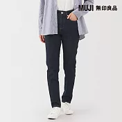【MUJI 無印良品】女彈性丹寧合身直筒褲 24 暗藍