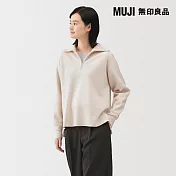 【MUJI 無印良品】女可水洗米蘭諾螺紋半拉鍊針織衫 S 柔白