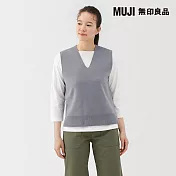 【MUJI 無印良品】女可水洗米蘭諾羅紋背心 S 淺灰