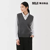 【MUJI 無印良品】女可水洗米蘭諾羅紋背心 S 深灰
