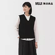 【MUJI 無印良品】女可水洗米蘭諾羅紋背心 S 黑色