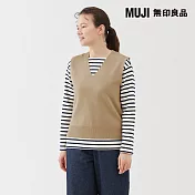 【MUJI 無印良品】女可水洗米蘭諾羅紋背心 S 米色