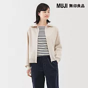 【MUJI 無印良品】女可水洗米蘭諾螺紋外套 L 柔白