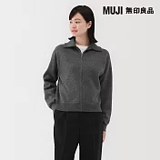 【MUJI 無印良品】女可水洗米蘭諾螺紋外套 S 深灰