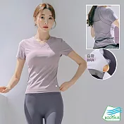 【BODYAIR嚴選】小V領背透紗柔膚BRA上衣(瑜珈.慢跑.運動.健身.透氣.舞蹈.運動服) S 粉