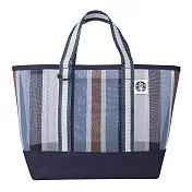 [星巴克]星質感直紋拼接網布提袋