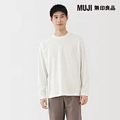 【MUJI 無印良品】男起毛圓領長袖T恤 M 白色