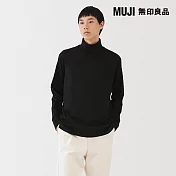 【MUJI 無印良品】男起毛高領長袖T恤 M 黑色