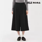 【MUJI 無印良品】女縱橫彈性起毛八分褲 M 深藍直紋
