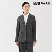 【MUJI 無印良品】女起毛西裝外套 XL 墨灰紋樣