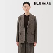 【MUJI 無印良品】女起毛西裝外套 M 棕紋樣