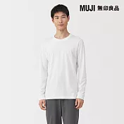 【MUJI 無印良品】男棉保暖厚織圓領長袖T恤 M 白色