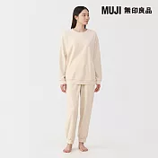 【MUJI 無印良品】女棉絲絨長袖家居睡衣 M 象牙白