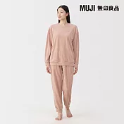 【MUJI 無印良品】女棉絲絨長袖家居睡衣 XL 粉紅