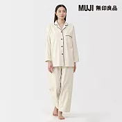 【MUJI 無印良品】女無側縫法蘭絨長袖家居睡衣 M 象牙白