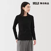 【MUJI 無印良品】女起毛針織圓領長袖T恤 XL 黑色