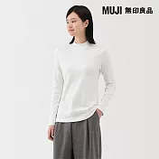 【MUJI 無印良品】女起毛針織半高領長袖T恤 XL 白色