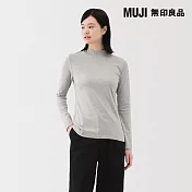 【MUJI 無印良品】女起毛針織半高領長袖T恤 XL 淺灰