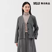 【MUJI 無印良品】女縱橫彈性起毛開襟衫 XL 灰色