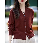 【MsMore】 法式V領寬鬆外套毛衣長袖針織上衣# 125745 FREE 紅色