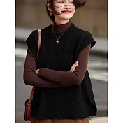 【MsMore】 簡約減齡圓領針織百搭背心上衣# 126208 FREE 黑色