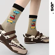 【JDS設計襪】精梳棉塗鴉設計襪  繪夢小屋/黑條