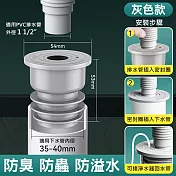 【美好家 Mehome】排水管防臭密封圈 下水管密封塞 灰35-40mm