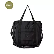 日本3COINS-<收納富翁>大容量可肩背手提兩用擴充型旅行摺疊收納袋 簡約黑