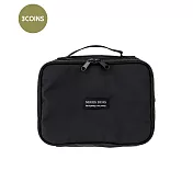 日本3COINS-無印風格可掛式防潑水加工可拆式旅行用化妝包 簡約黑