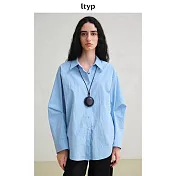 ltyp旅途原品 100%匹馬棉襯衫 極簡休閒百搭襯衣上衣女 M L  M 海鹽藍