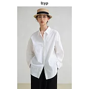 ltyp旅途原品 100%匹馬棉襯衫 極簡休閒百搭襯衣上衣女 M L  M 月牙白
