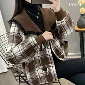 【AMIEE】寬鬆時尚百搭外套(KDCQ-062) M 咖啡色