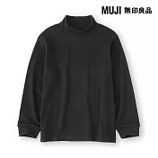【MUJI 無印良品】兒童雙面起毛半高領長袖T恤 110 黑色