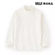 【MUJI 無印良品】兒童雙面起毛半高領長袖T恤 110 柔白