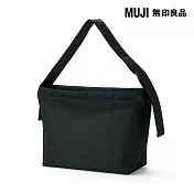 【MUJI 無印良品】再生聚酯纖維寬背帶肩背包 黑色