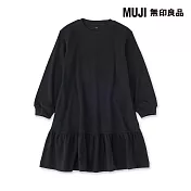 【MUJI 無印良品】兒童雙面起毛圓領長袖洋裝 110 黑色