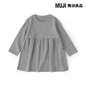 【MUJI 無印良品】幼兒容易穿脫雙面起毛圓領長袖長版衫 80 墨灰